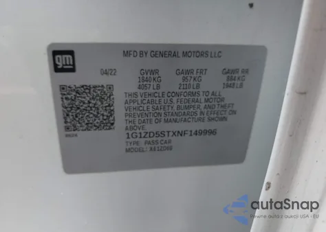 2022 Chevrolet Malibu Fwd Lt from USA, damaged, VIN 1G1ZD5STXNF149996